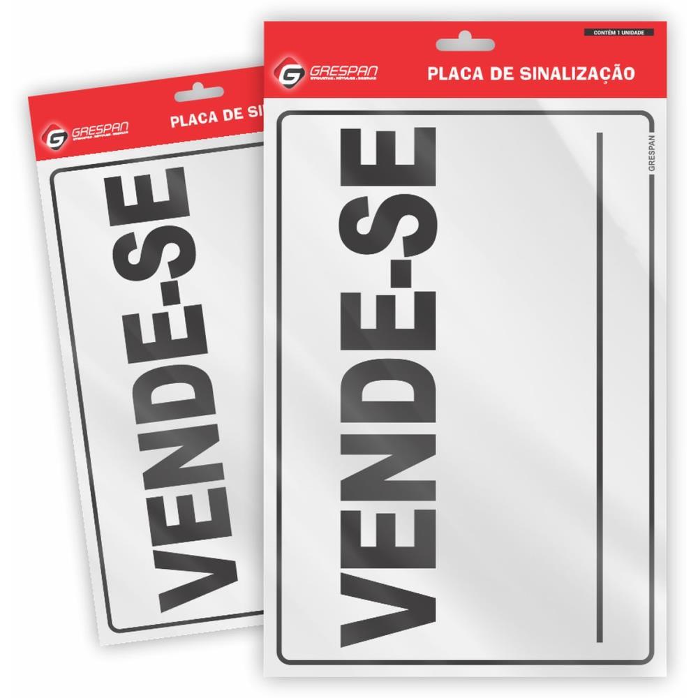 PLACA DE SINALIZACAO VENDE-SE 20X30CM. GRESPAN UNIDADE