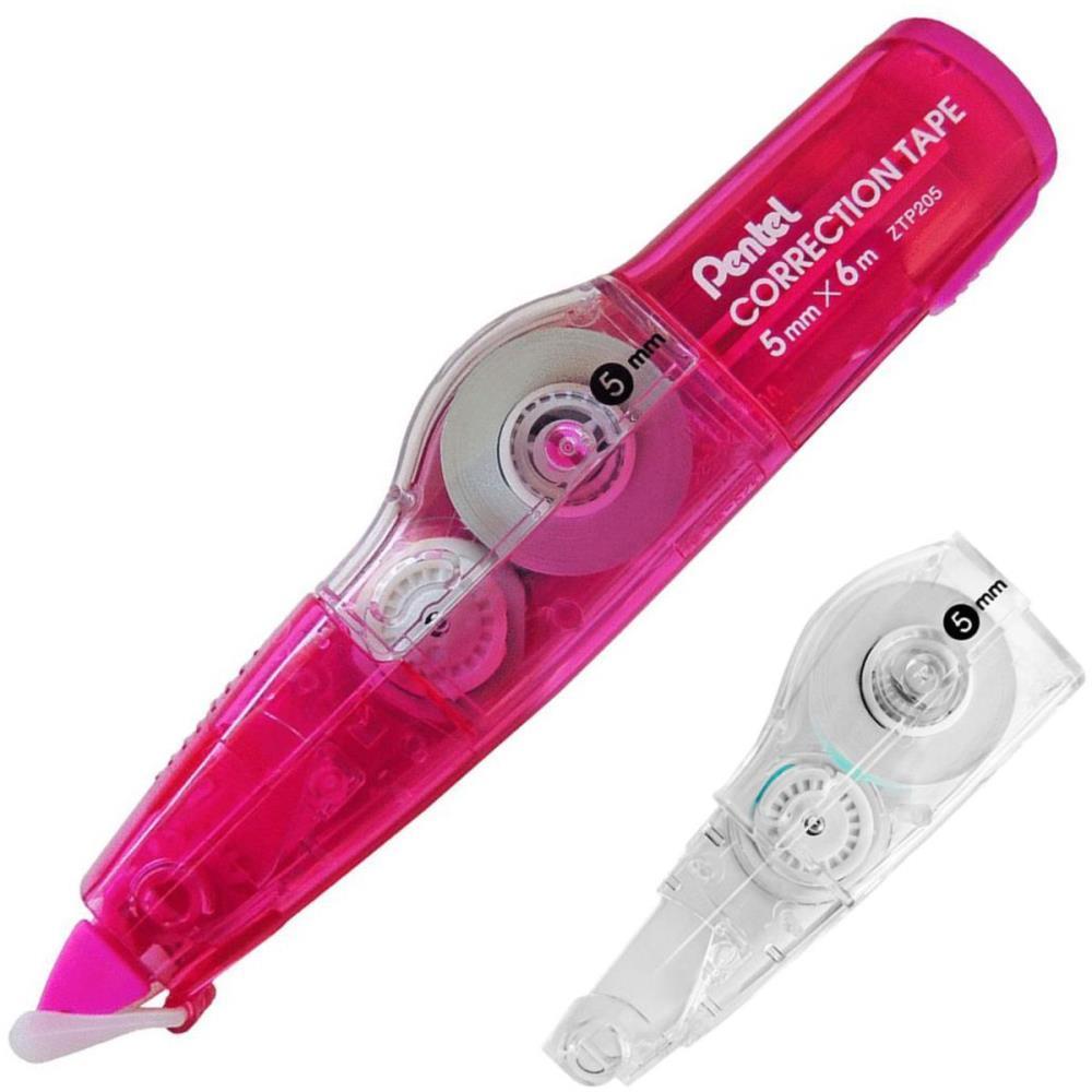 CORRETIVO EM FITA CORRETION TAPE 6M ROSA C/REFIL PENTEL UNIDADE