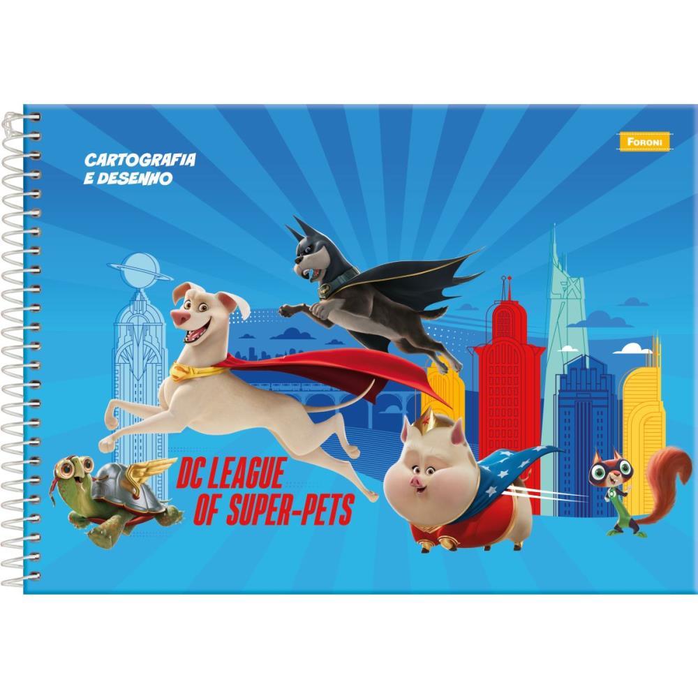 CADERNO DESENHO UNIV CAPA DURA SUPER PETS 80FLS. FORONI UNIDADE