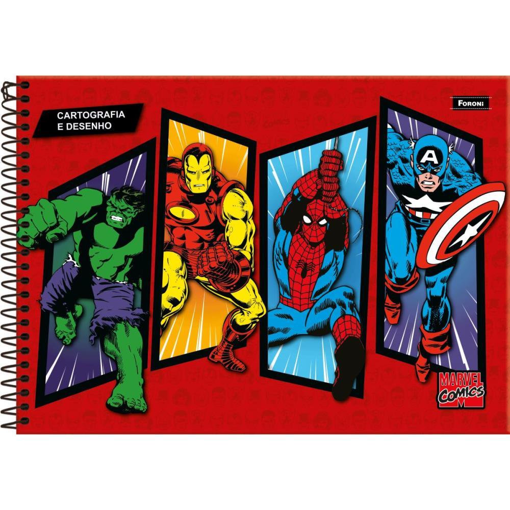 CADERNO DESENHO UNIV CAPA DURA MARVEL COMICS 80F FORONI UNIDADE