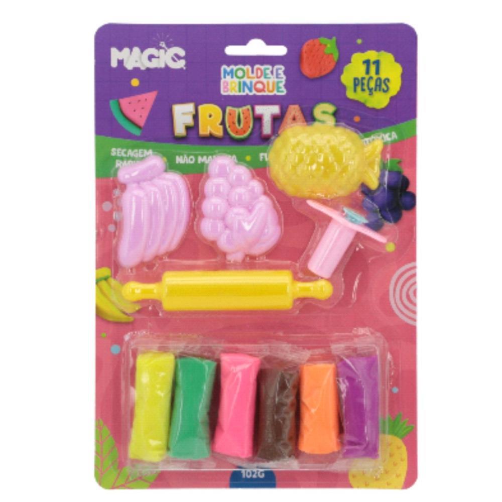 MASSA PARA MODELAR CRIATIVA FRUTAS 11PCS MOLDE E BRINQUE MAGIC KIDS UNIDADE