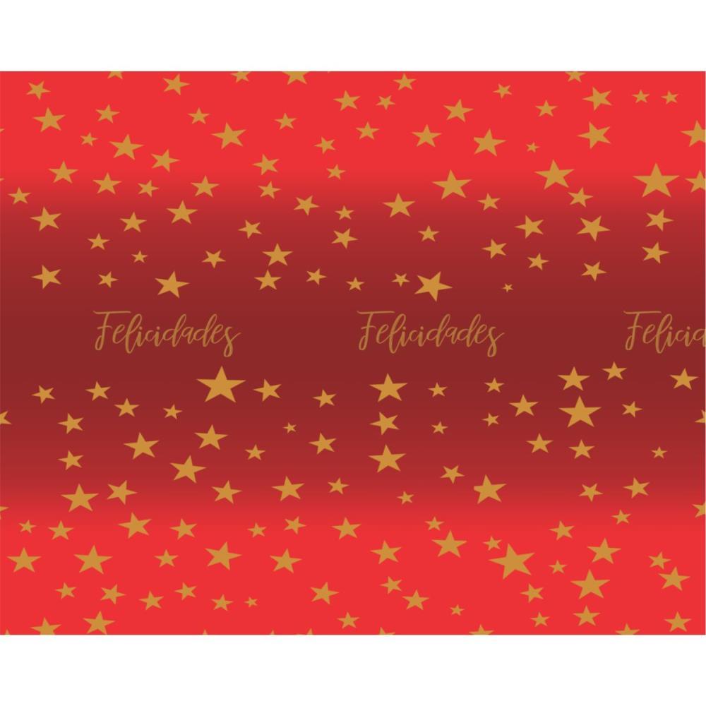PAPEL PRESENTE BOBINA COUCHE 60CM.MOD.217 ESTRELAS VERMELHO V.M.P. BO-100MTS