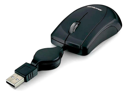 MOUSE RETRÁTIL USB MULTILASER PRETO MO205