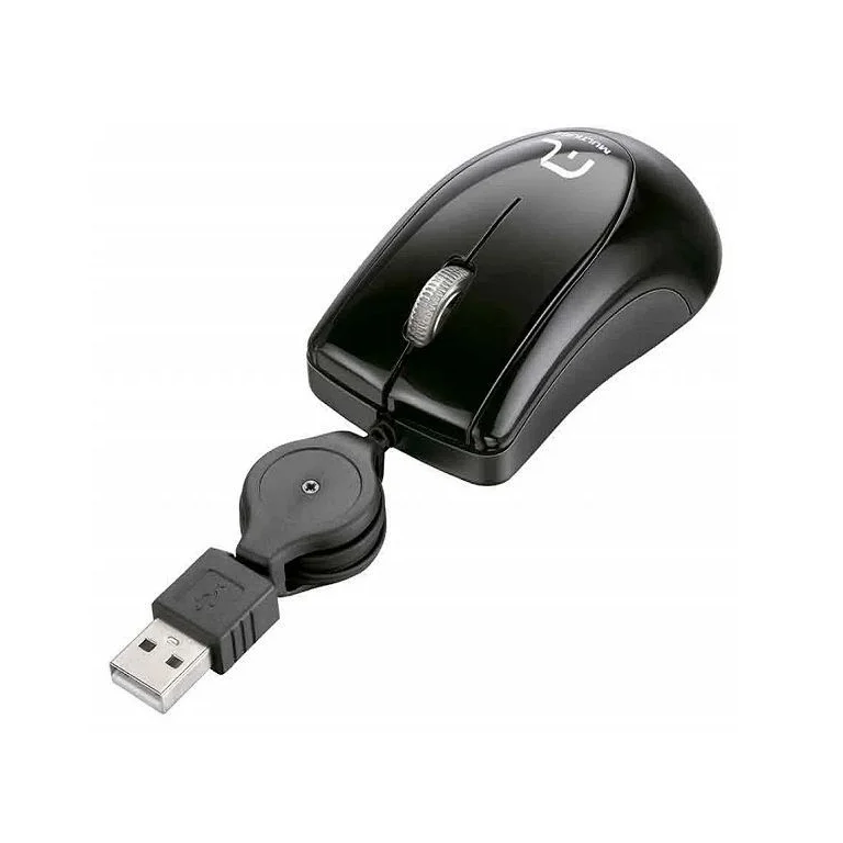 MOUSE RETRÁTIL USB MULTILASER PRETO MO205