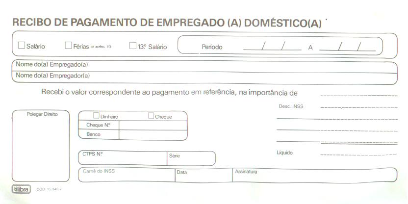 Recibo Pagamento Empreg Domestica Tilibra