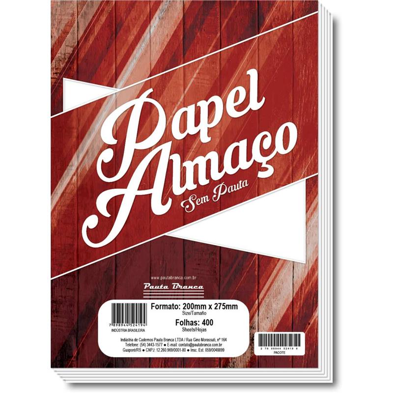 PAPEL ALMACO SEM PAUTA 200X275MM 50G PCT 400FLS