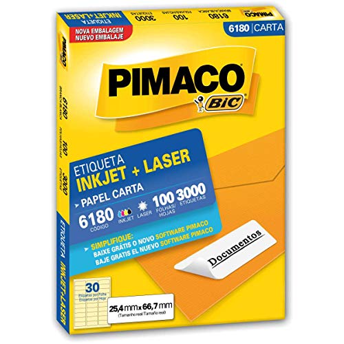 ETIQUETA CARTA 6180 100 FLS 25,4 X 66,7 MM - PIMACO