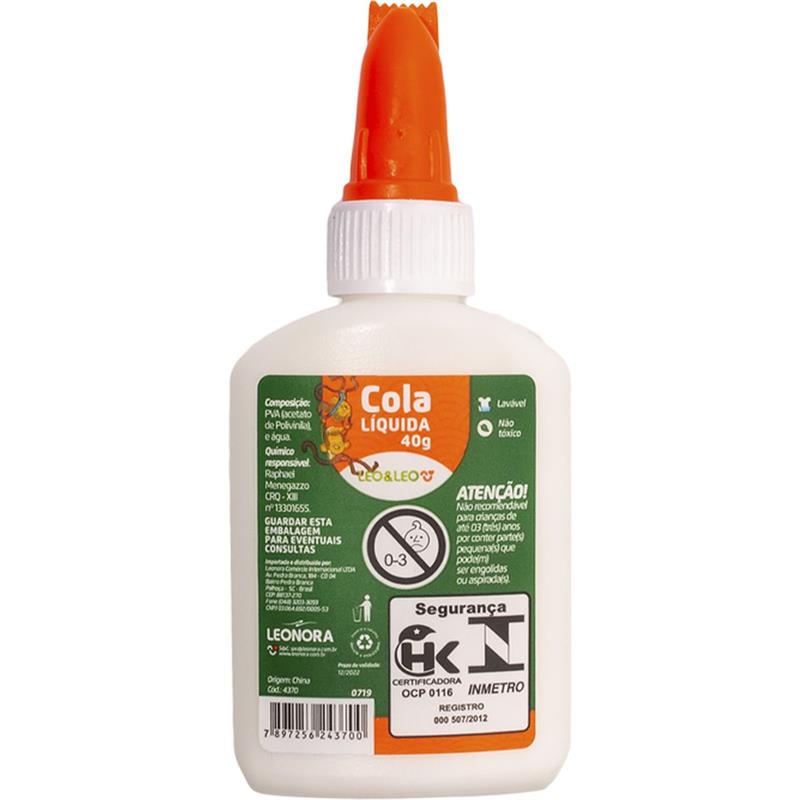 COLA ESCOLAR LEOLEO 40G LEONORA CAIXA COM 12 UNIDADES