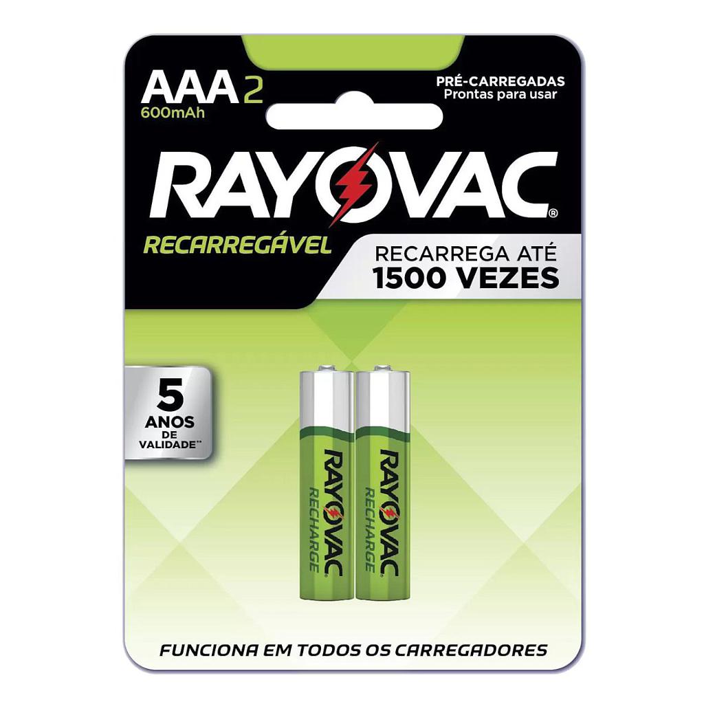 PILHA RECARREGAVEL RAYOVAC PALITO AAA COM 2