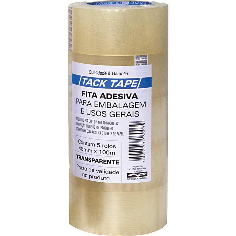 FITA PARA EMPACOTAMENTO TACK TAPE PP 48X100M TRANSPARENTE AMAZON TAPE UNIDADE