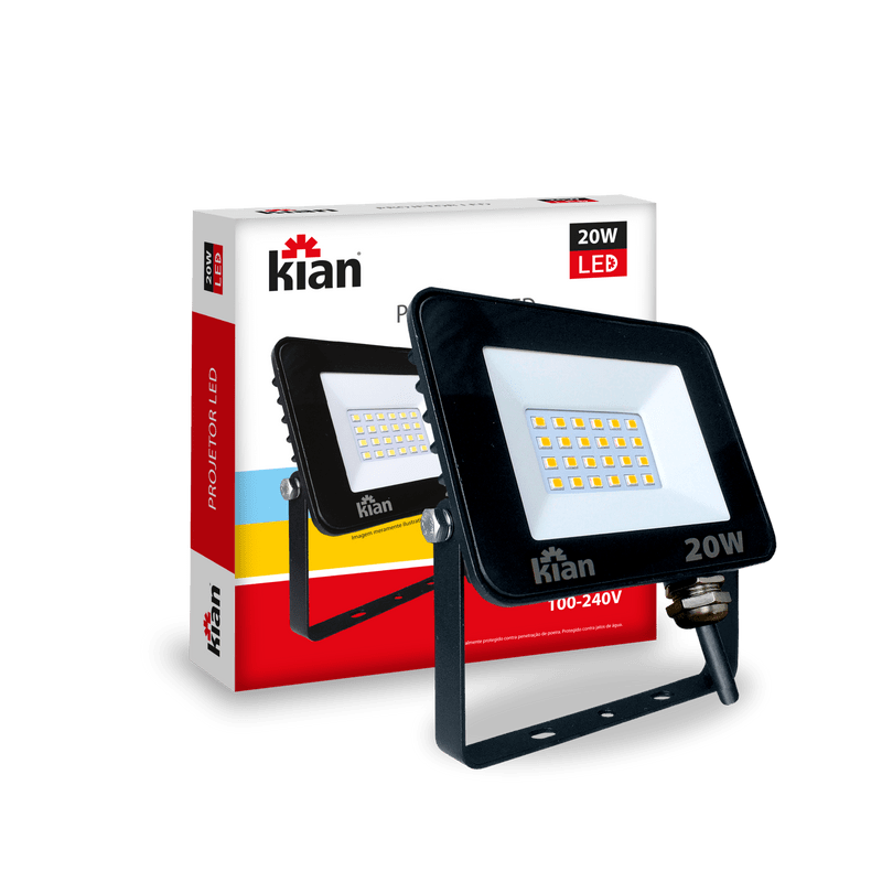 PROJETOR LED 20W 6.500K BRANCA FRIA BIVOLT KIAN
