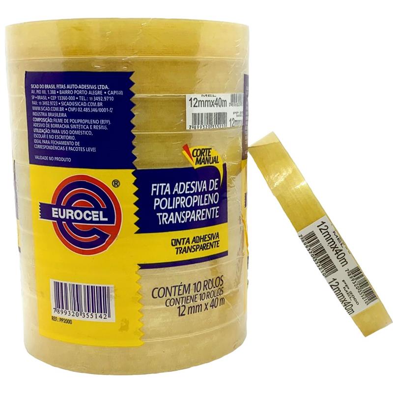 FITA ADESIVA PP 2000 12 MM X 40 M TRANSPARENTE EUROCEL