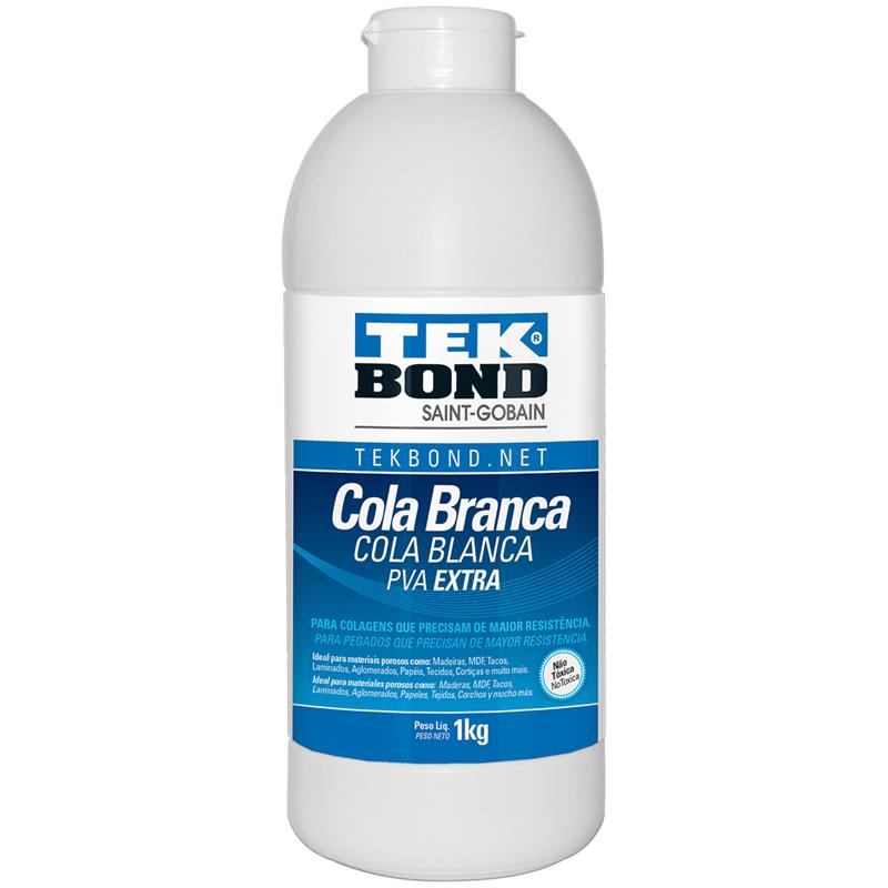 COLA DE ALTA RESISTENCIA BRANCA PVA EXTRA 1KG TEKBOND UNIDADE