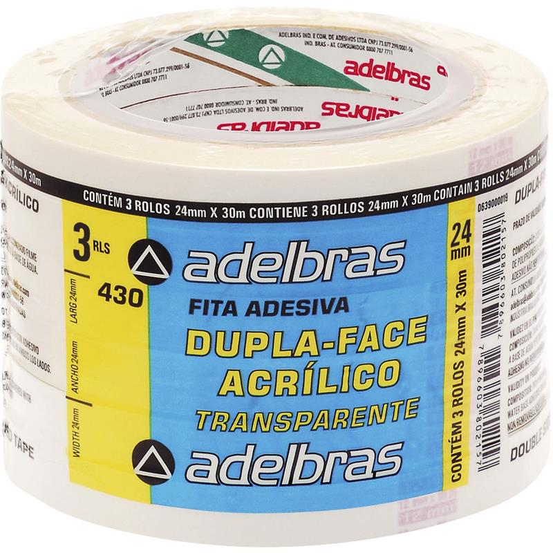 Fita Dupla Face Polipropileno 24Mm X 30M Adelbras Unidade