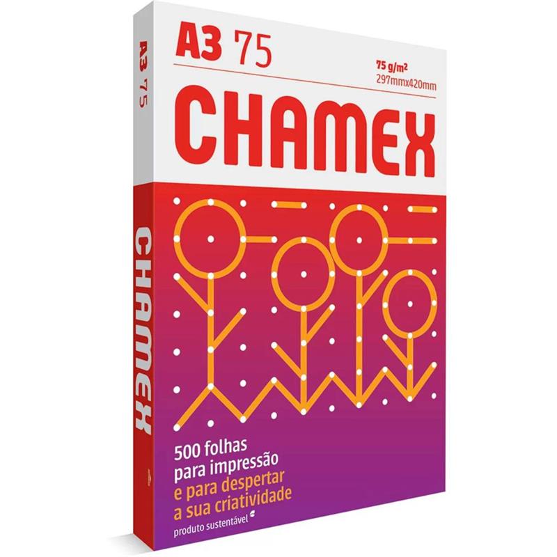 PAPEL SULFITE A3 CHAMEX 75G COM 500 FLS CHAMEX