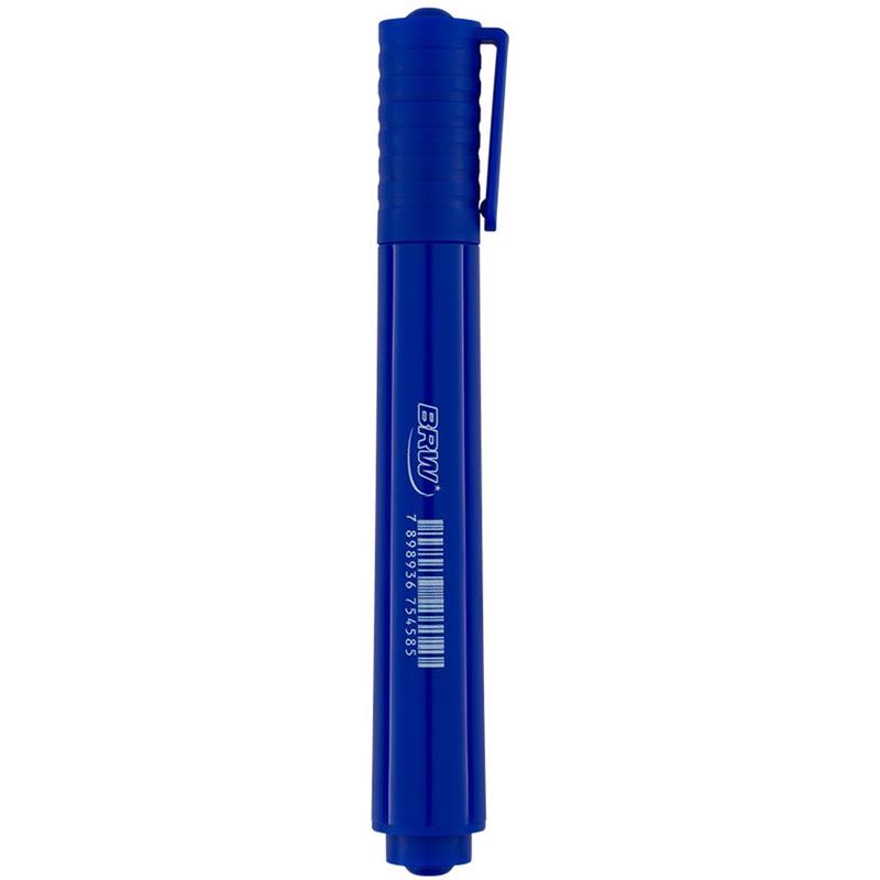 PINCEL MARCADOR PERMANENTE PONTA CHANFRADA AZUL - BRW CX.C/12