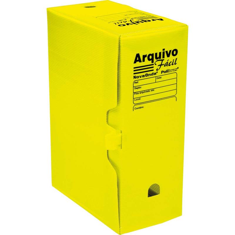 ARQUIVO MORTO POLIPROPILENO FACIL NOVAONDA AMARELO POLIBRAS