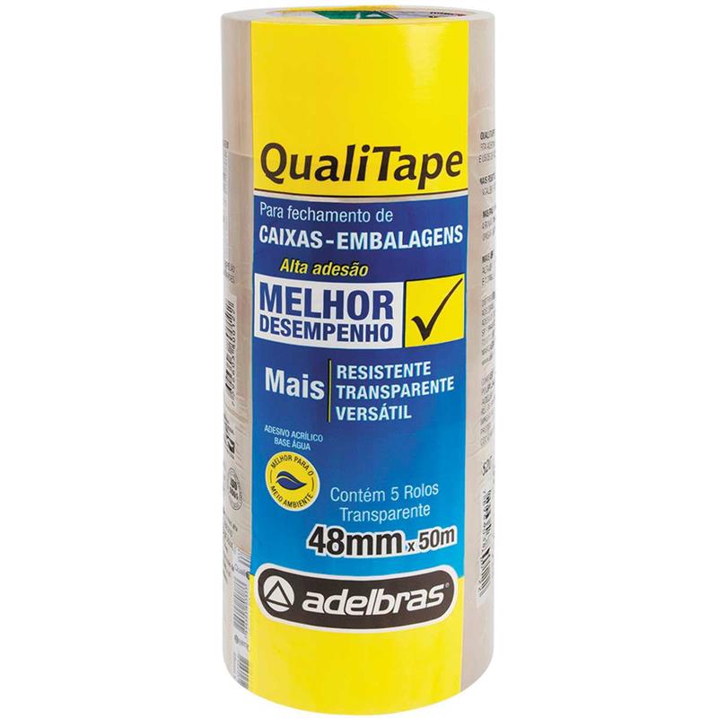 Fita para Empacotamento Qualitape 48Mmx50M Transparente Adelbras Unidade