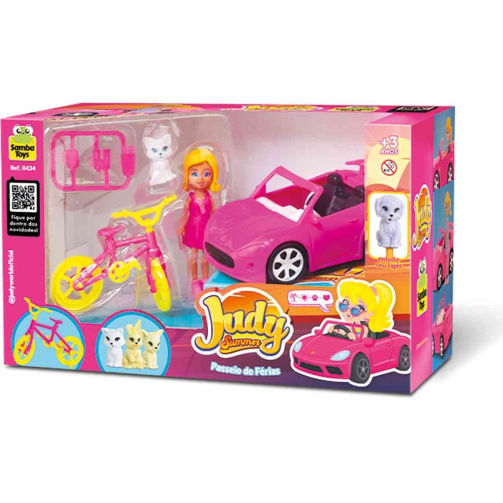 BONECA JUDY CARRO ESPORTIVO E PET SAMBA TOYS UNIDADE