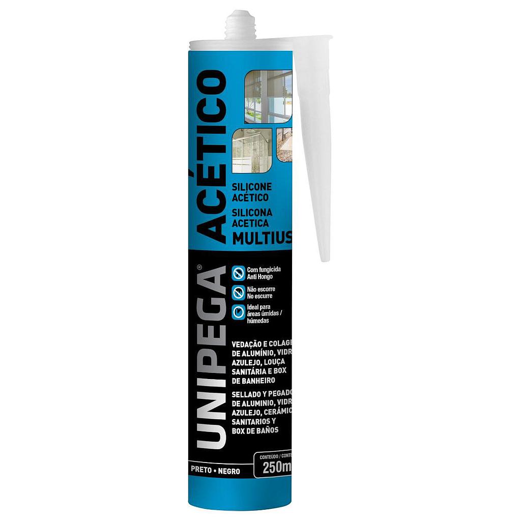 SILICONE ACETICO UNIPEGA PRETO 250G