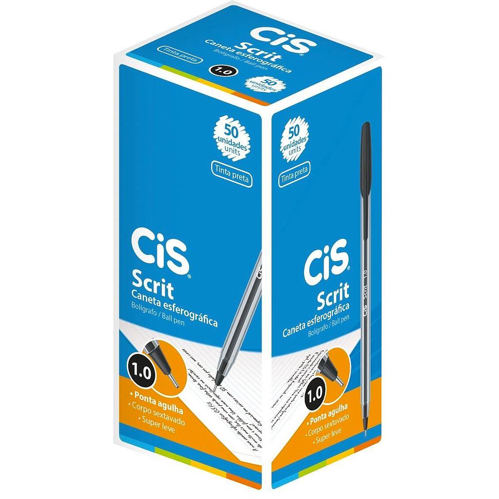 CANETA ESFEROGRAFICA CIS SCRIT 0.7MM FINA PRETA COM 50