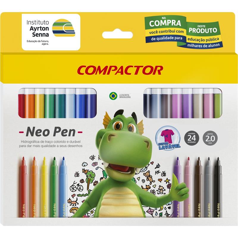 CANETA HIDROGRÁFICA NEO PEN GIGANTE 24 CORES COMPACTOR