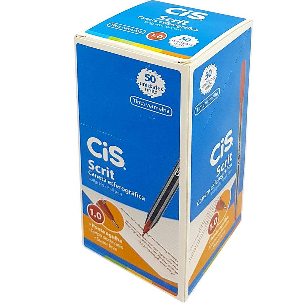 CANETA ESFEROGRAFICA CIS SCRIT 0.7MM FINA VERMELHA COM 50