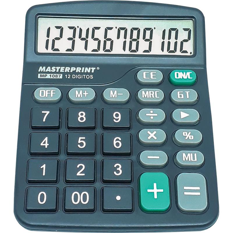 CALCULADORA DE MESA MP1087 12 DÍGITOS PILHA PRETA MASTERPRINT