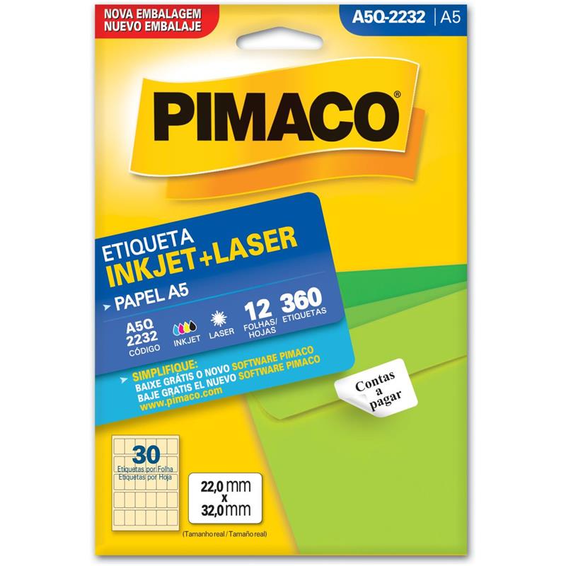 ETIQUETA A5 A5Q-2232 12 FLS 22,0 X 32,0 MM PIMACO CT C/360