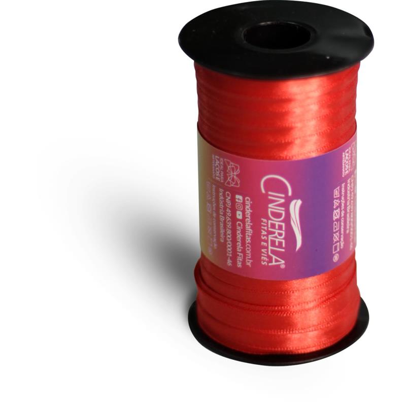 FITA DE CETIM 7 MM X 100 M VERMELHA CINDERELA