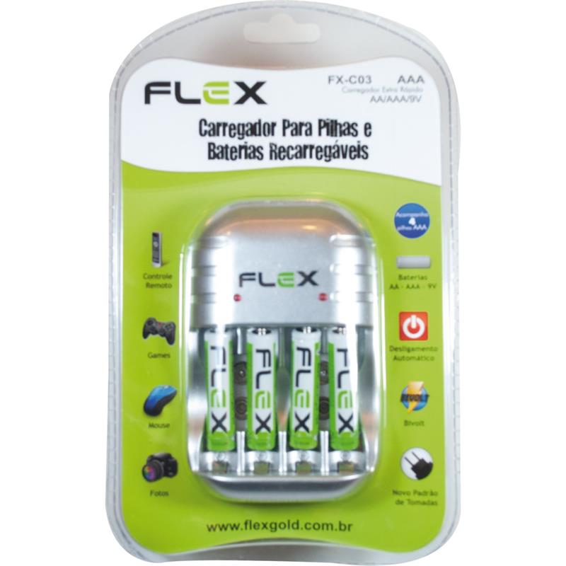 CARREGADOR DE PILHA BIVOLT 1100MAH FLEX