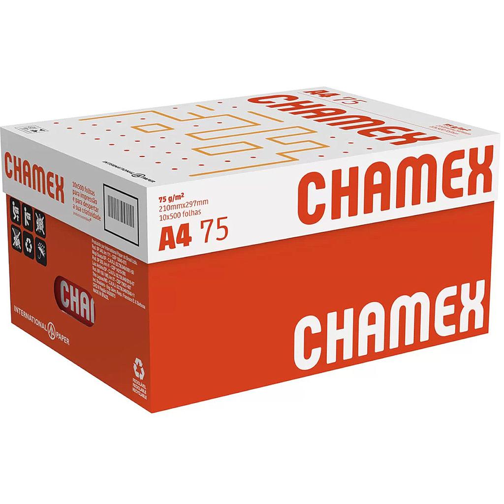 PAPEL SULFITE CHAMEX A4 BRANCO 75G CAIXA COM 5000 FOLHAS