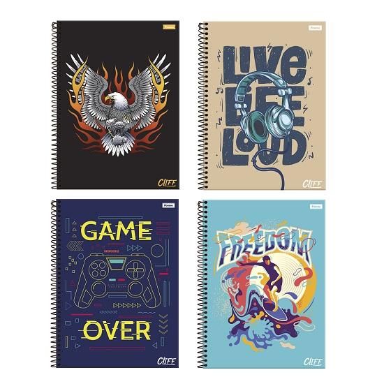 CADERNO 1X1 CAPA DURA CLIFF MASCULINO 80 FLS FORONI