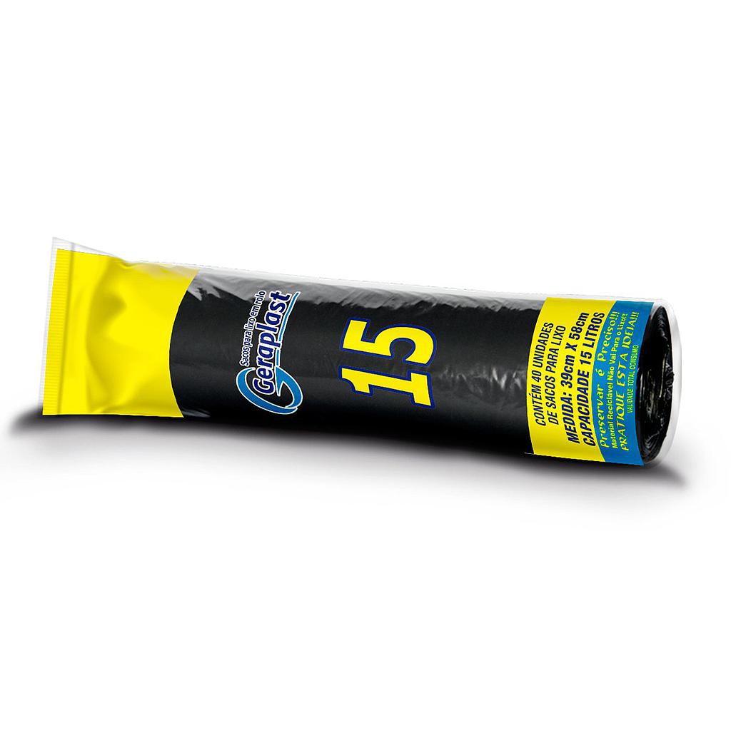 SACO PLASTICO GERAPLAST PARA LIXO 15L COM 40