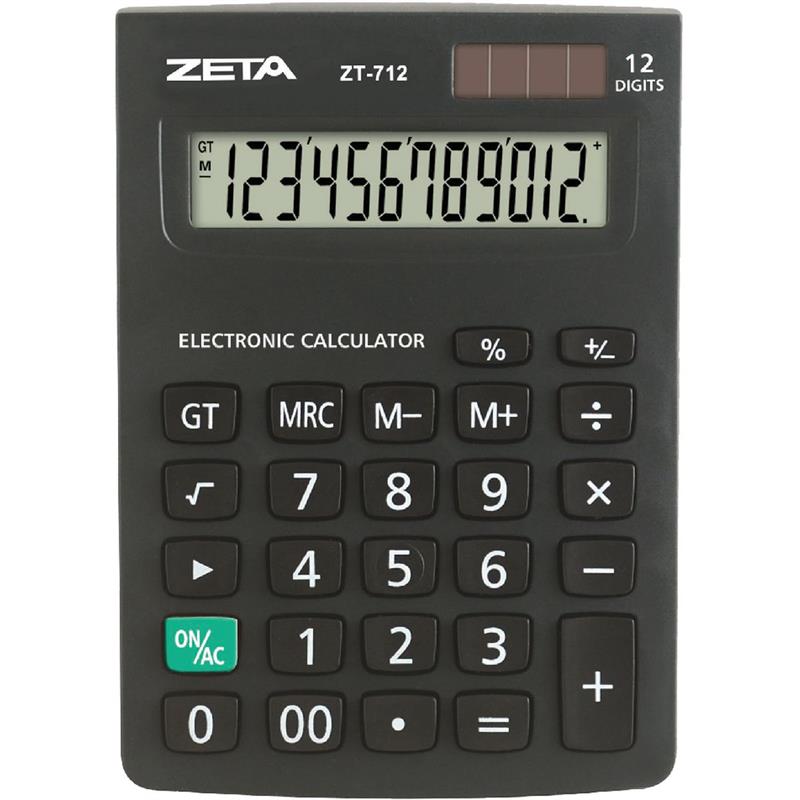 CALCULADORA DE MESA 12 DIG. ZETTA ZT712 PRETA - PROCALC UNIDADE