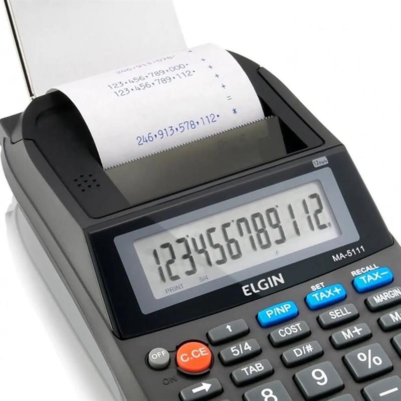 CALCULADORA DE IMPRESSAO 12 DIG. VISOR LCD 4PILH.AA PTA - ELGIN UNIDADE