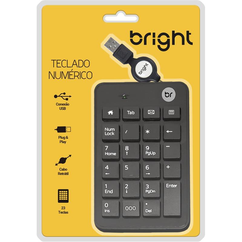 TECLADO MINI USB NUMERICO RETR. 23TC PTO - BRIGHT UNIDADE