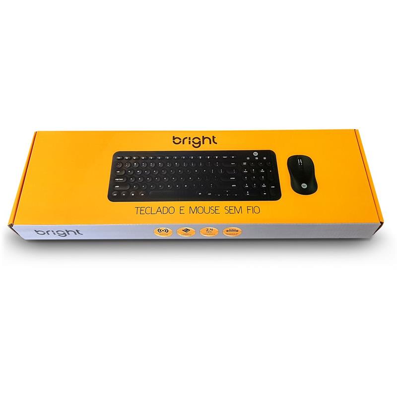 KIT PERIFÉRICOS TECLADO MULTIMIDIA E MOUSE PRETO - BRIGHT KIT