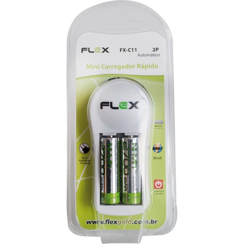 CARREGADOR DE PILHA (BIVOLT) P/PILHAS AA/AAA/GV 2700MAH - FLEX UNIDADE