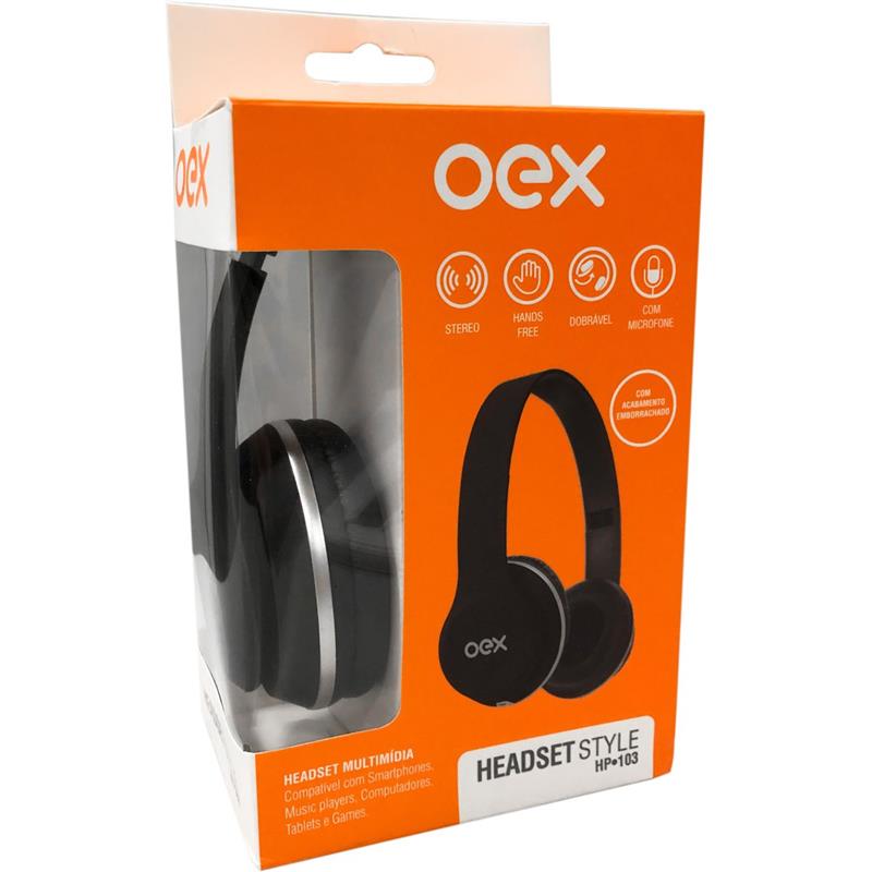 FONE DE OUVIDO STYLE HEADPHONE CABO 1,6M PRET - NEWEX UNIDADE