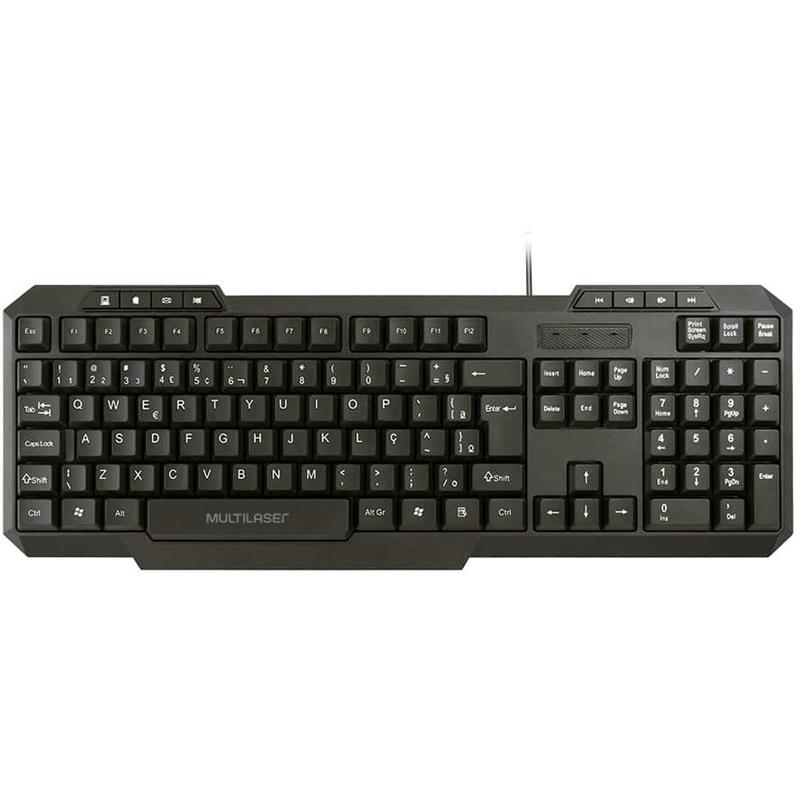 TECLADO MULTIMÍDIA USB SLIM PRETO - MULTI UNIDADE