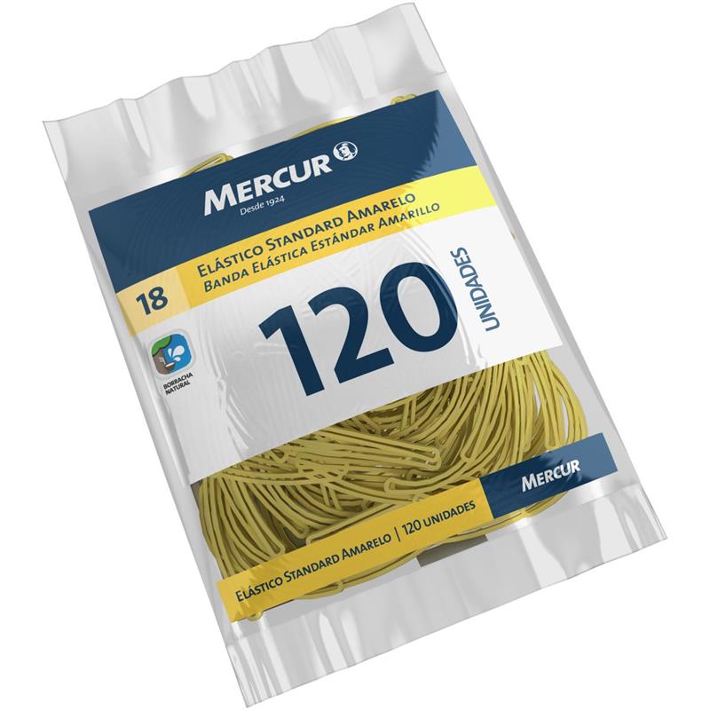 ELASTICO AMARELO N.18 STANDARD 120PCS - MERCUR UNIDADE