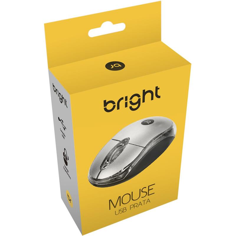 MOUSE ÓPTICO USB 800 DPI CABO 1,1 M PRATA - BRIGHT UNIDADE