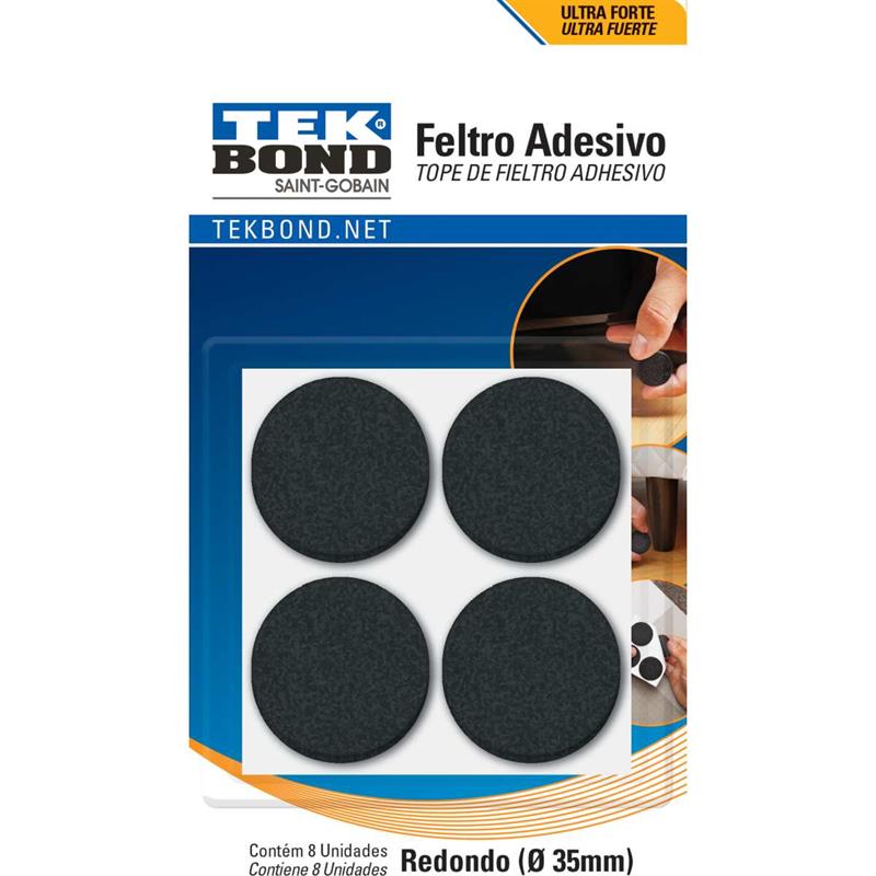 ANTI-IMPACTO E SEGURANÇA FELTRO ADESIVO REDONDO 3,5 CM PRETO - TEKBOND BL.C/08
