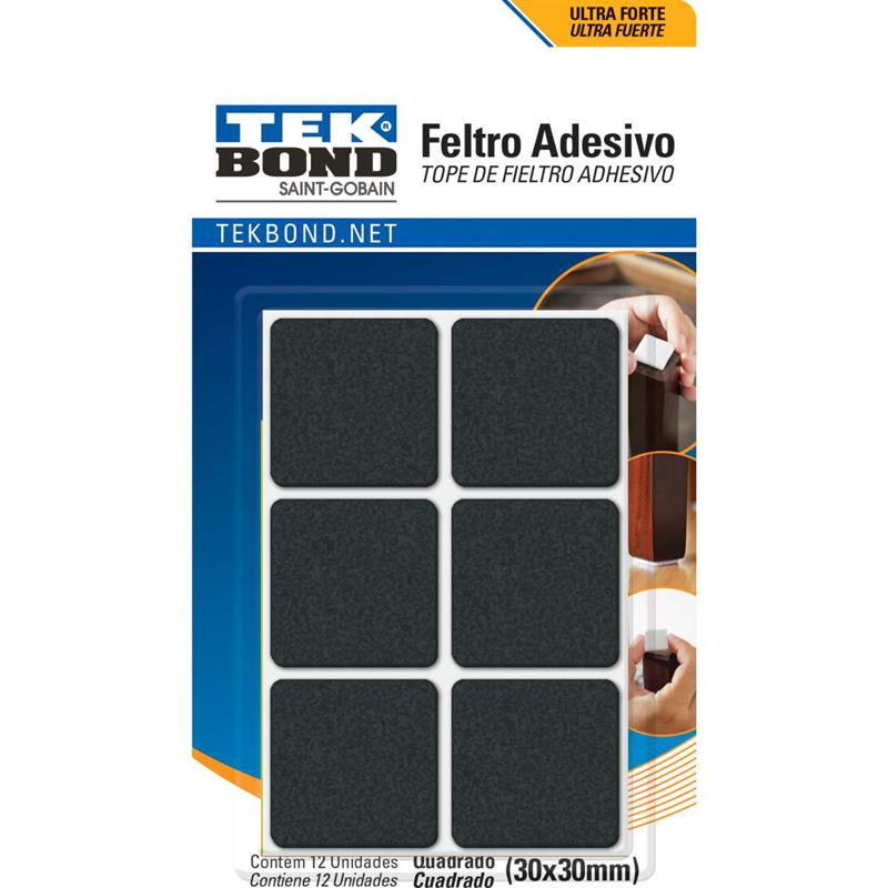 ANTI-IMPACTO E SEGURANÇA FELTRO ADESIVO QUADRADO P 3 CM X 3 CM - TEKBOND BL.C/12
