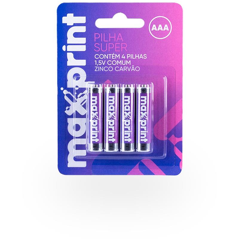 PILHA ZINCO MAX AAA PALITO 1,5V - MAXPRINT BL.C/04