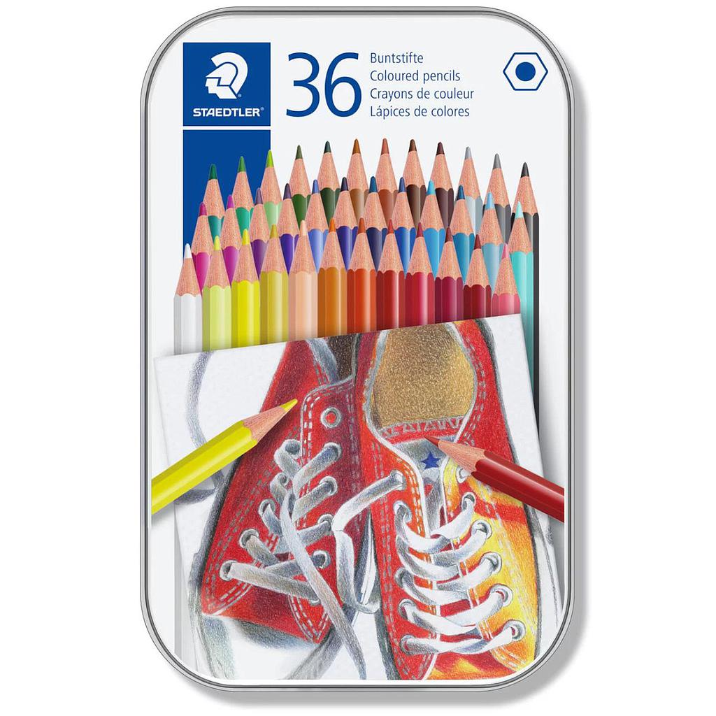 LAPIS DE COR STAEDTLER LATA SEXTAVADO COM 36 CORES