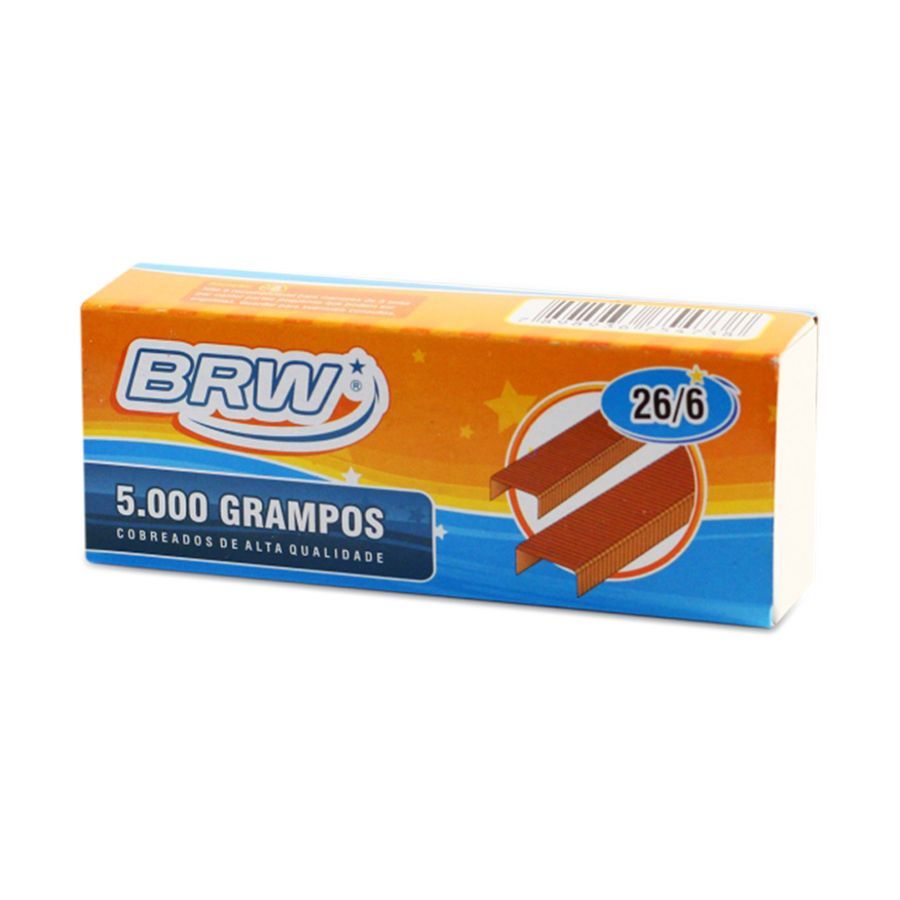 Grampo P/Grampeador Cobreado 26/6 Brw C/5000