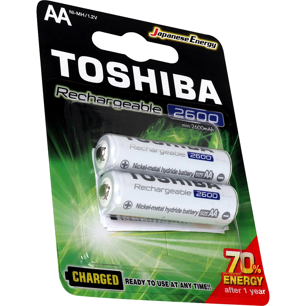 PILHA RECARREGÁVEL AA 1,2V 2600MAH TNH6GAE (C/2 PILHAS) TOSHIBA