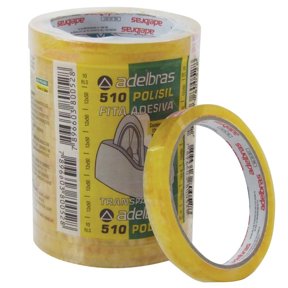 Fita Adesiva 510 Adelbras Polisil Clear 12Mm X 40M Unidade